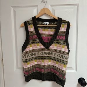 Ganni Graphic V Neck Sweater Vest